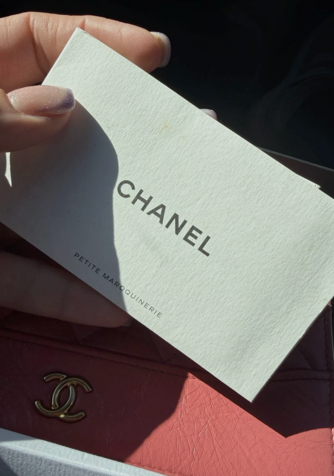 CHANEL Gabrielle Pink Quilted Calfskin Wallet on Chain, Silver Chain Pink Leather